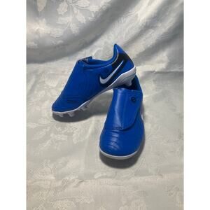 Nike Jr Tiempo Legend 10 Club Kids Soccer Cleats Size 10C Blue White Hook Loop